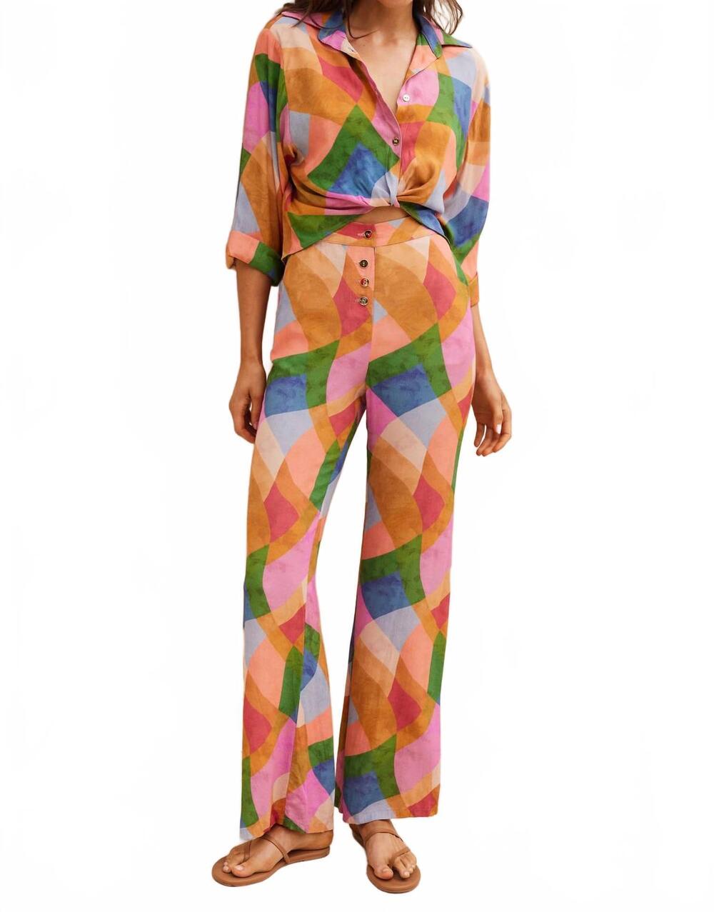 NEW AQUARI women's seaside shirt in orange multi